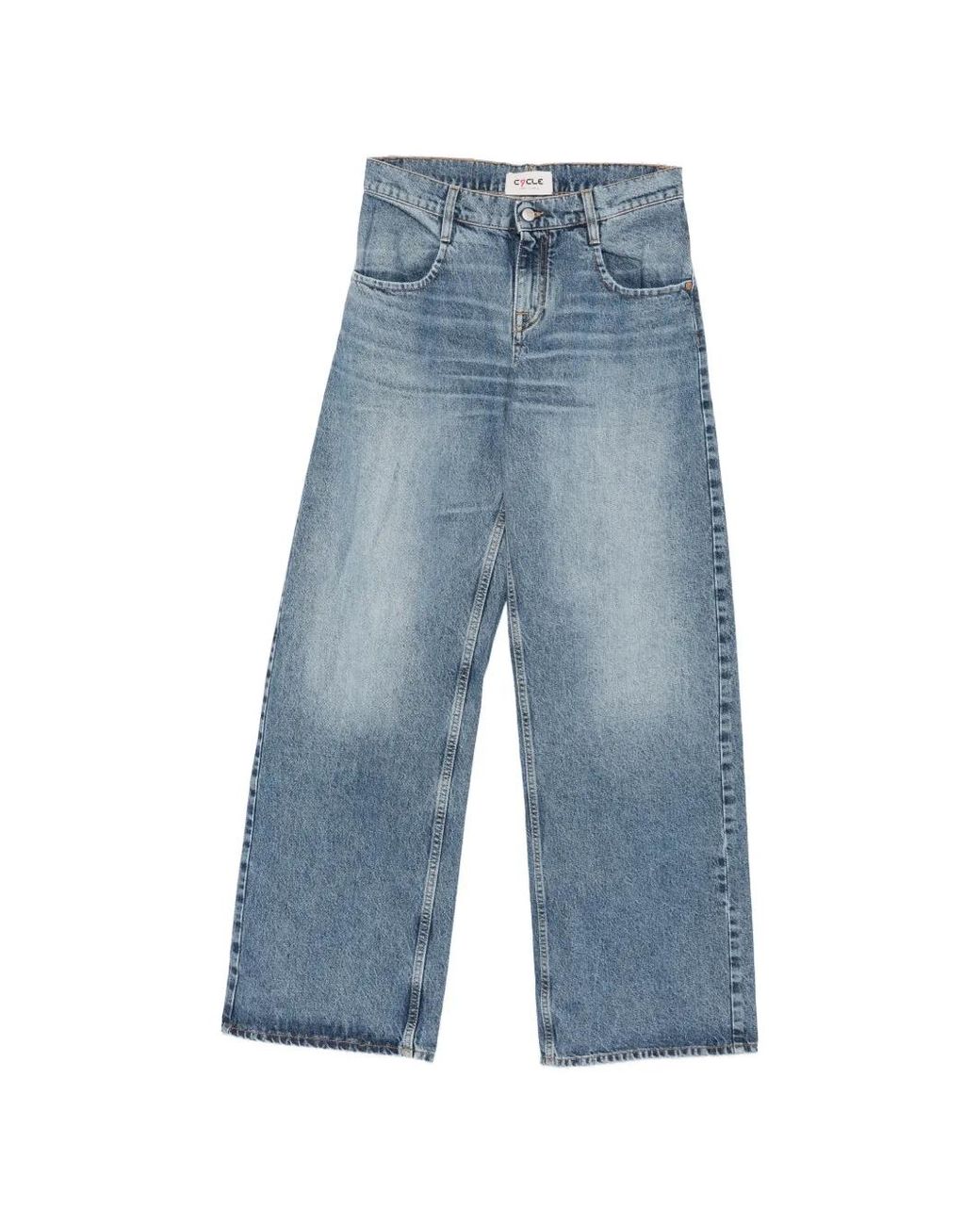 CYCLE Blue Faded-Effect Wide-Leg Jeans