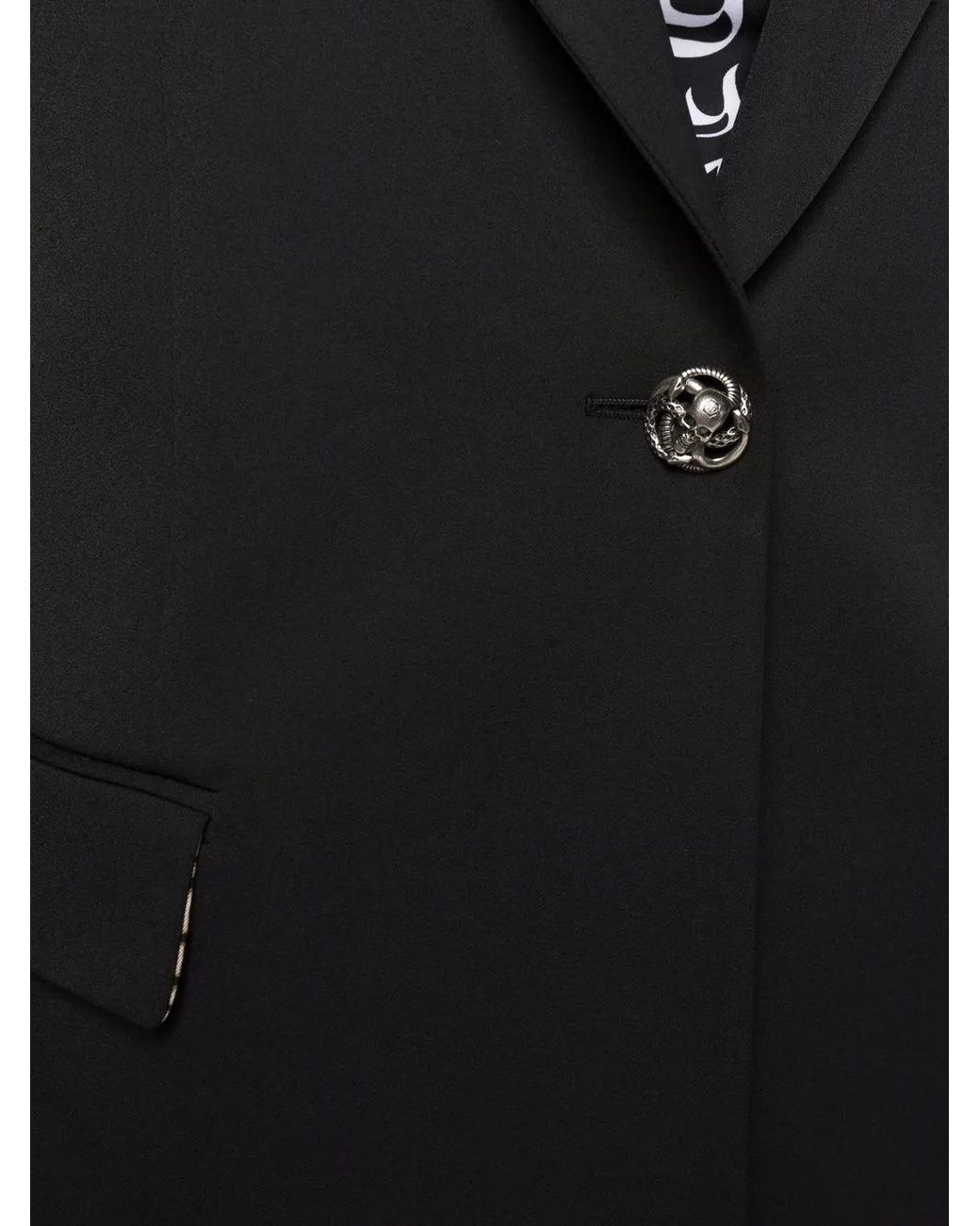 Philipp Plein Black Cady Crystal Skull Blazer