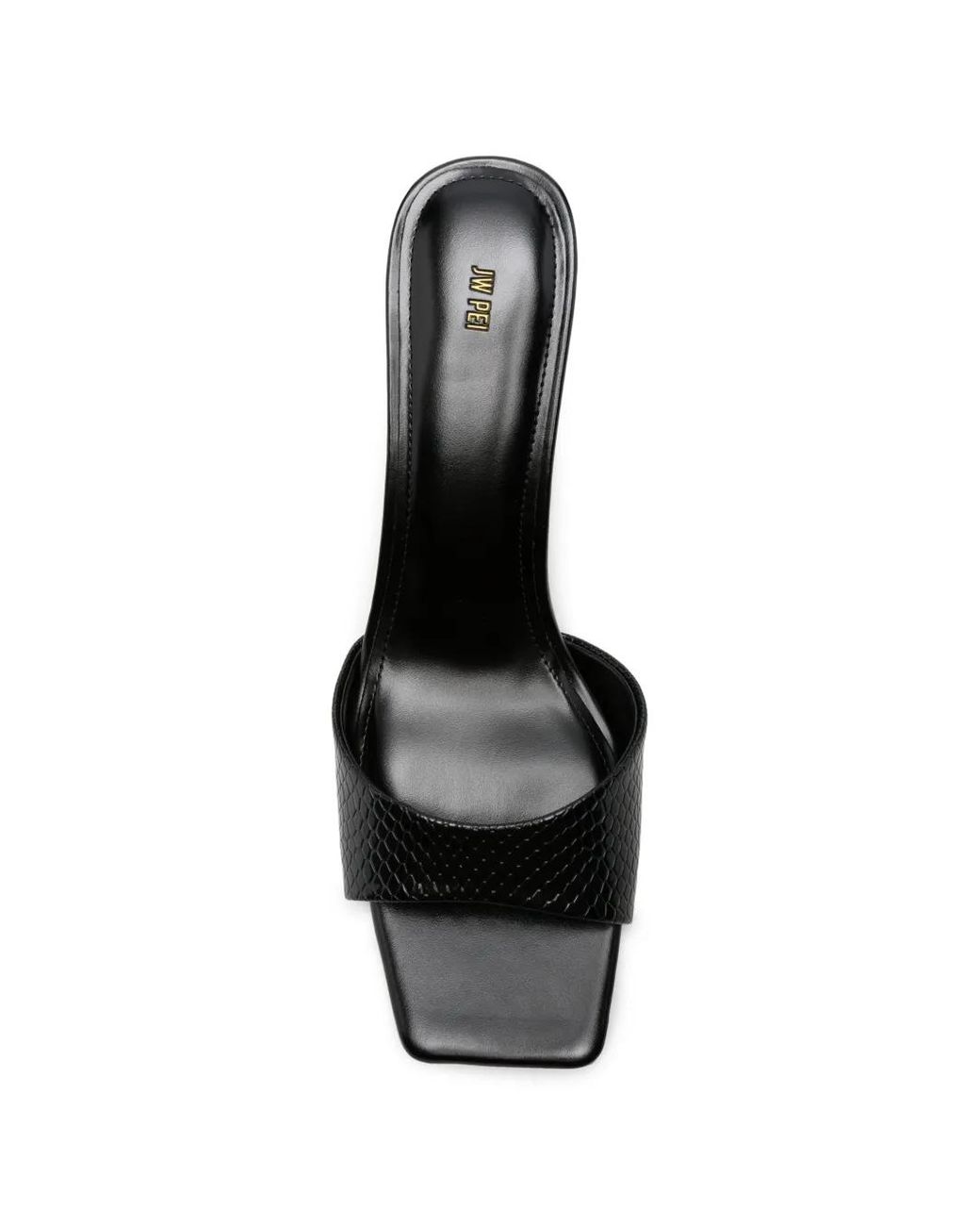 JW PEI Black Hannah Faux Snakeskin Heel Mules