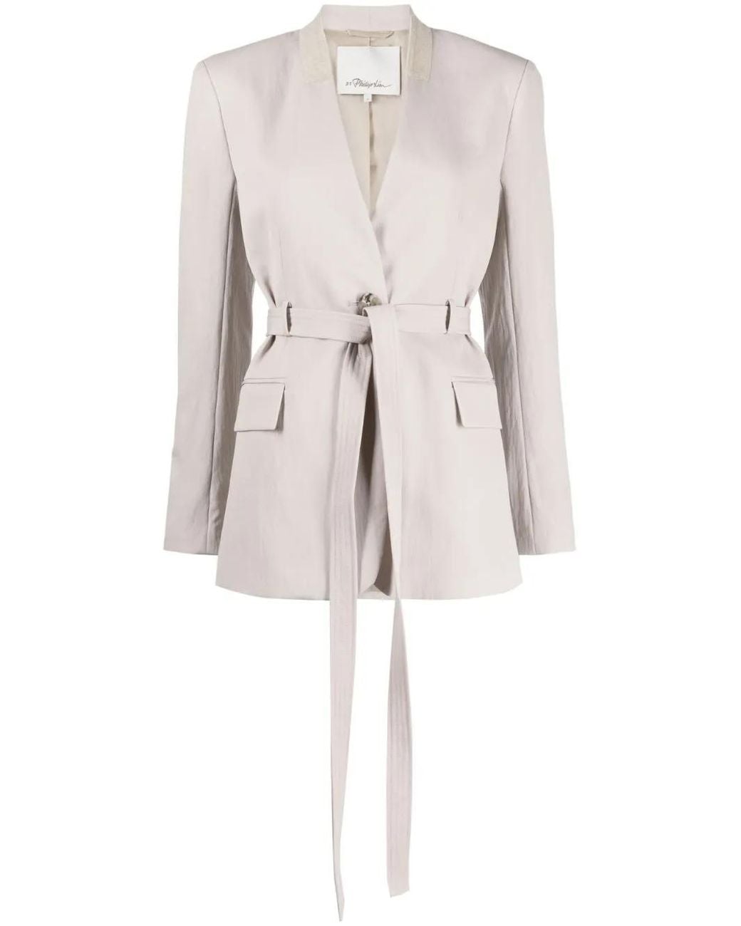3.1 Phillip Lim White Tied-waist Single-breasted Blazer