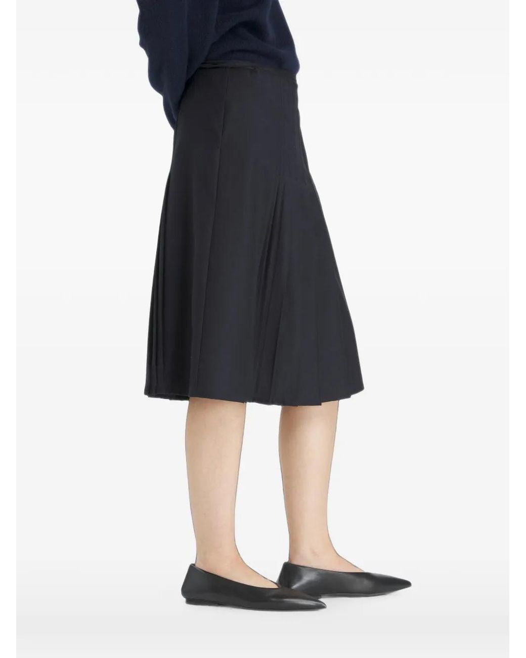 Barena Black Telma Pleated Wrap Midi Skirt