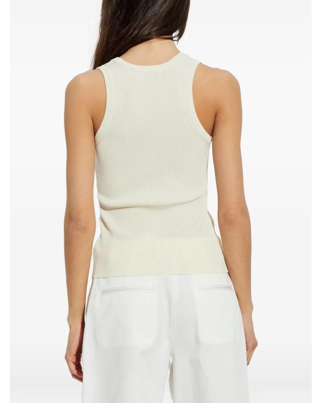 Matteau White Débardeur En Maille À Design Côtelé
