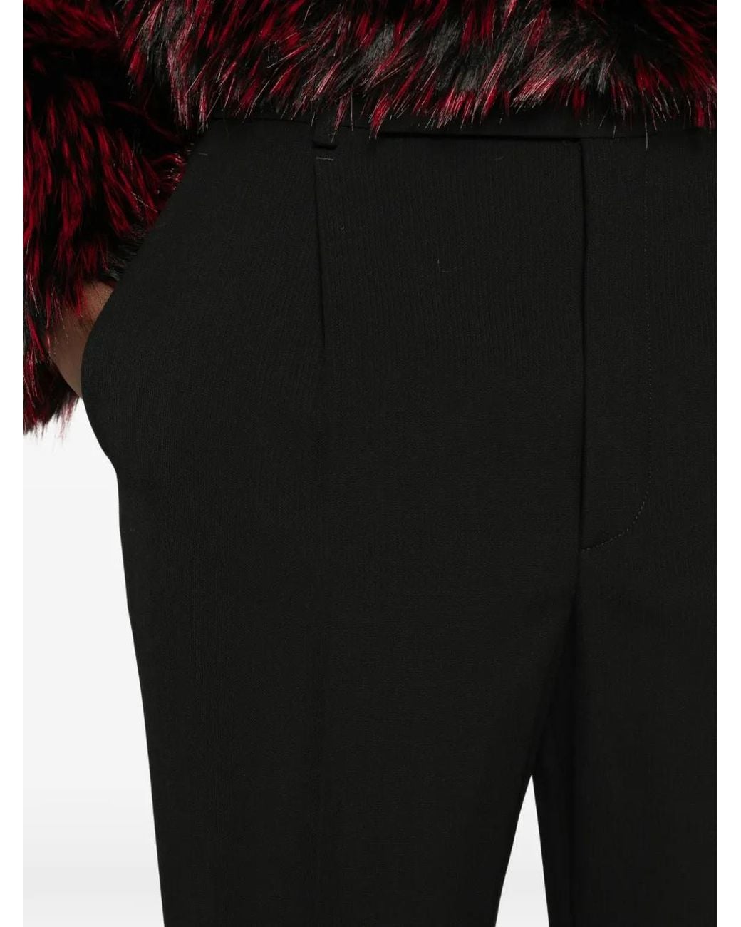 Saint Laurent Black Pleated Wide-Leg Trousers