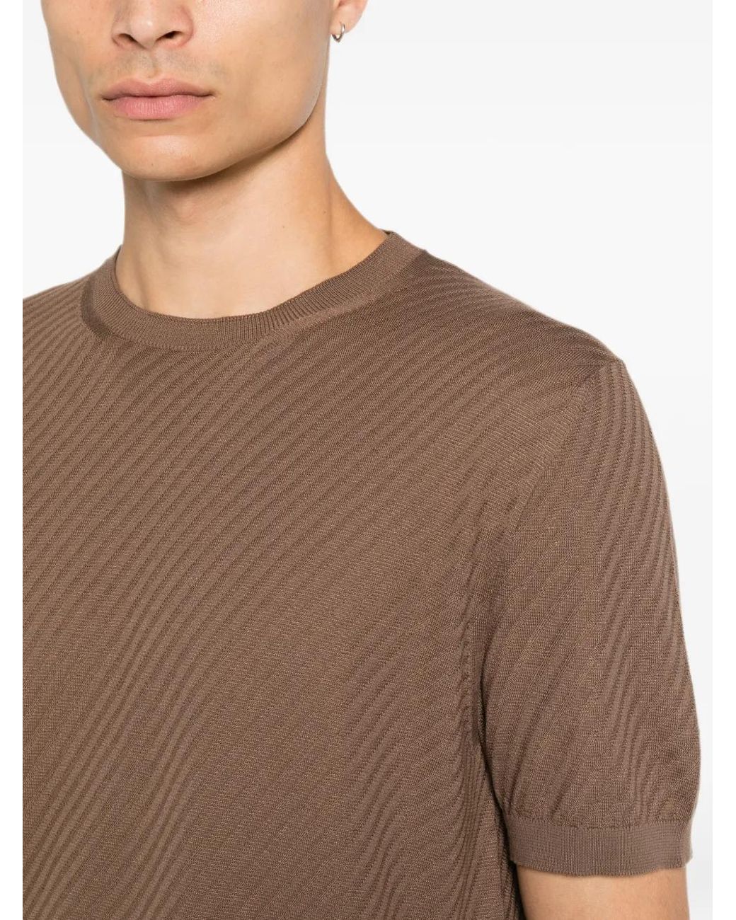 Corneliani Brown T-Shirt En Maille Texturée for men
