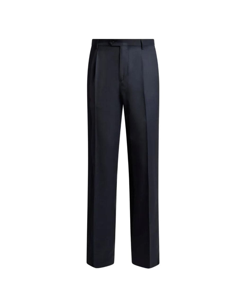 Etro Blue Wool-Blend Flannel Trousers With Crease Detail for men