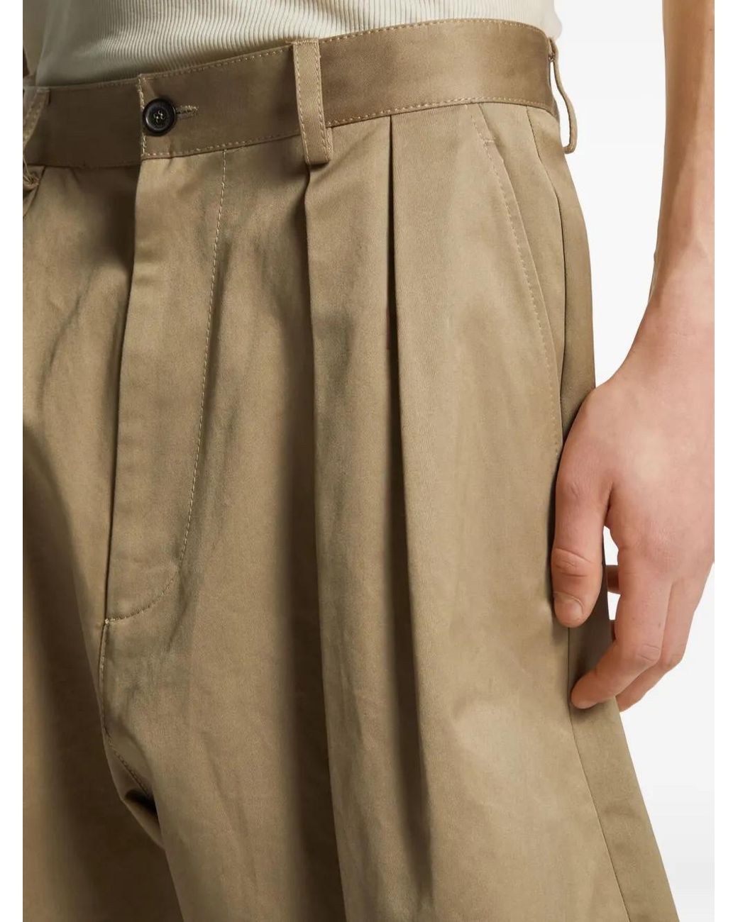 DSquared² Natural Chic Pleated Cotton Shorts for men
