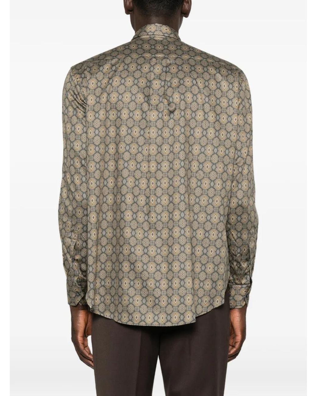 Etro Brown Geometric-Print Button-Down Shirt for men