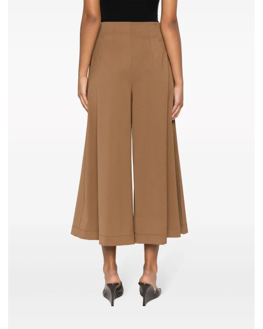 Alberta Ferretti Brown Knitted Cropped Trousers