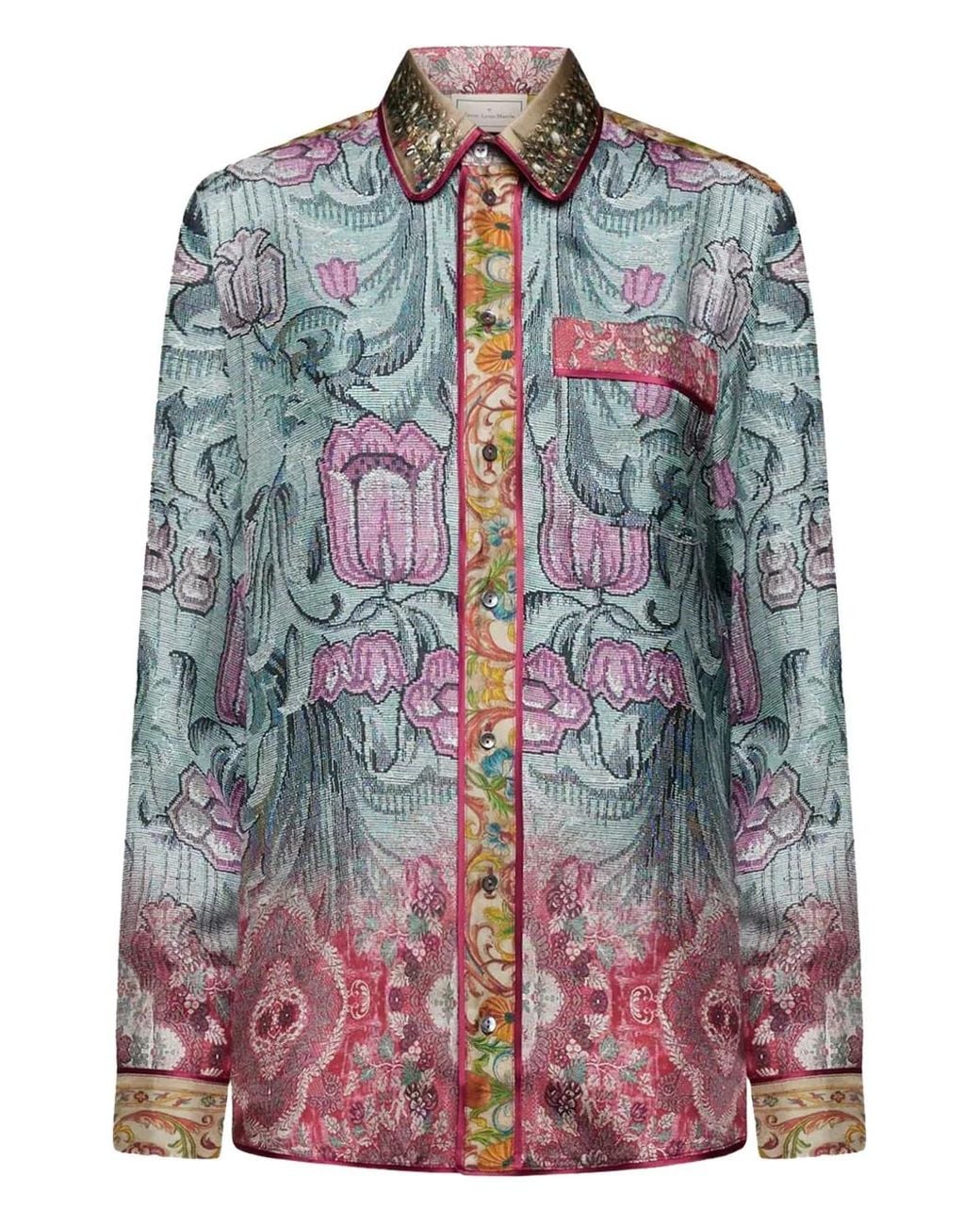 Pierre Louis Mascia Gray Aloe Silk Shirt