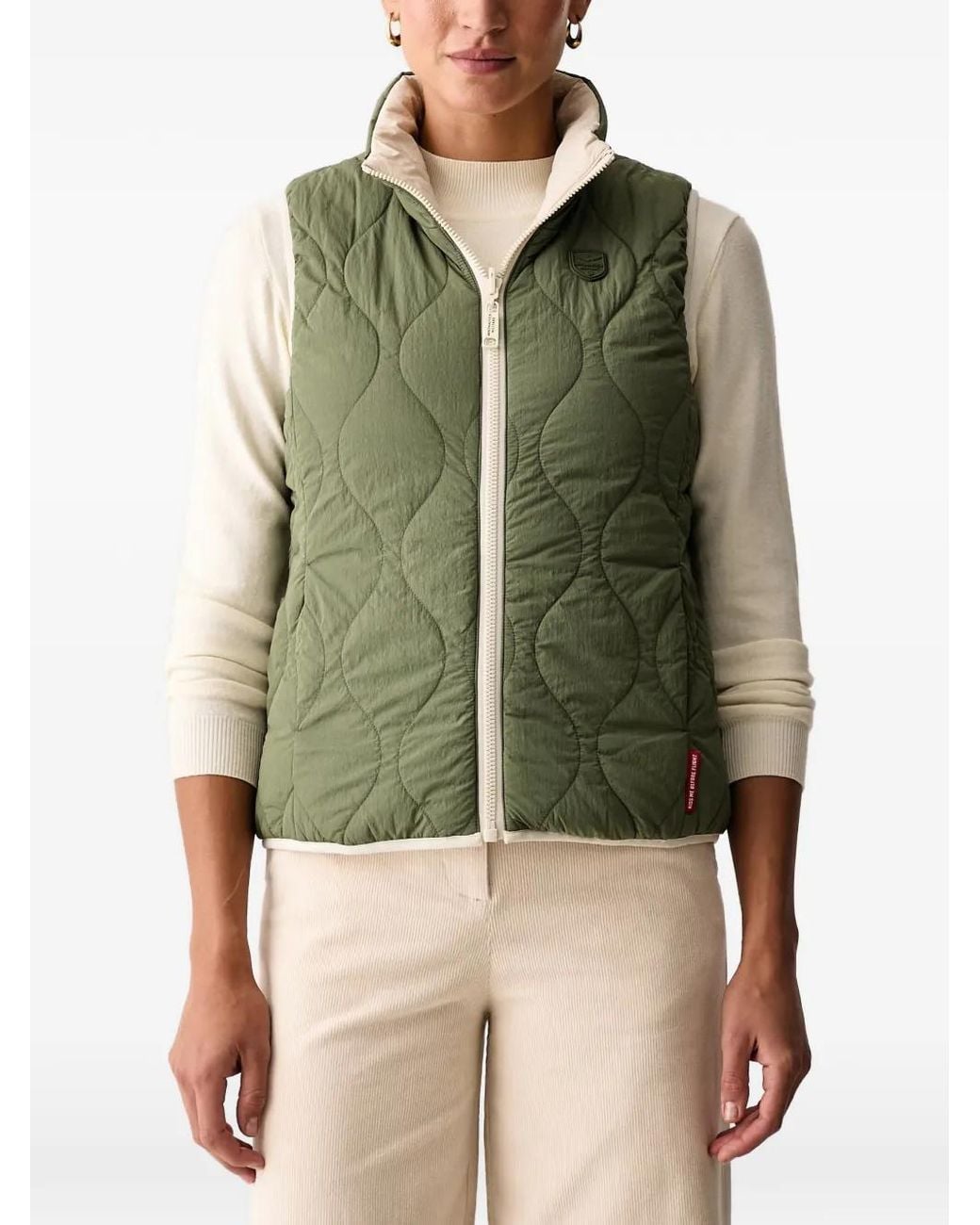 Aeronautica Militare Green Gilet Réversible À Design Réversible