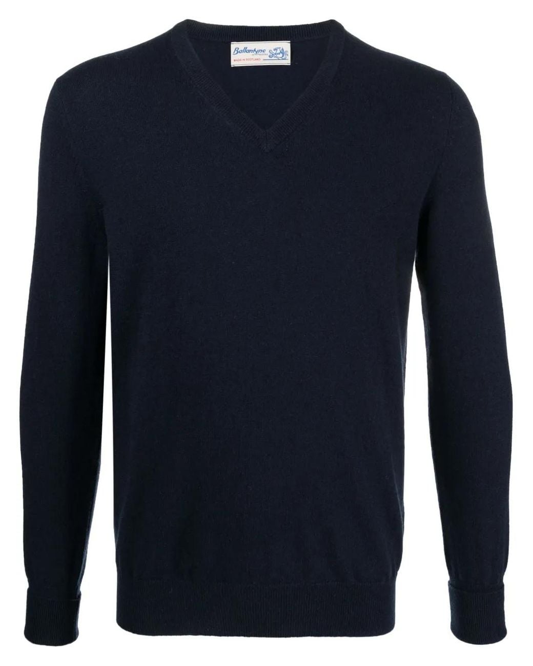 Ballantyne Blue V-Neck Cashmere Jumper for men