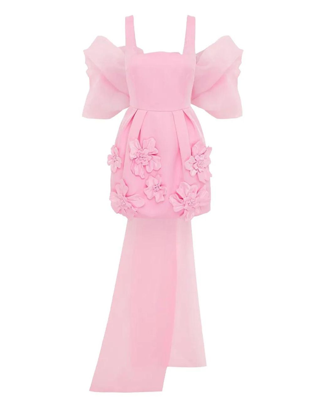LEO LIN Pink Leonora Organza Puff Sleeve Cape