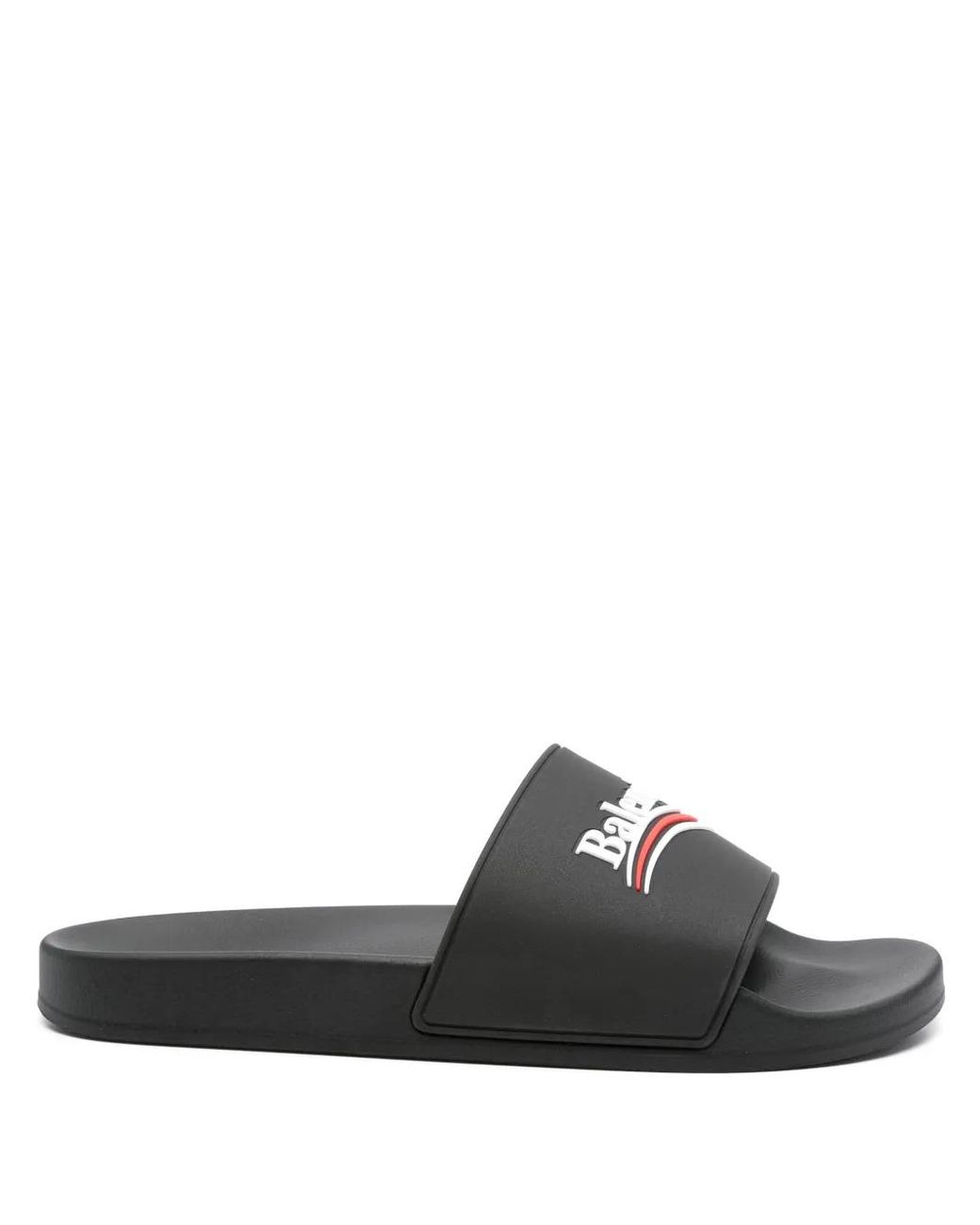 Balenciaga Black Political Campaign Logo Pool Slides for men