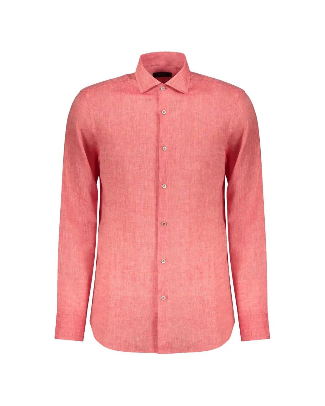 Moorer Pink Button-Up Linen Shirt for men