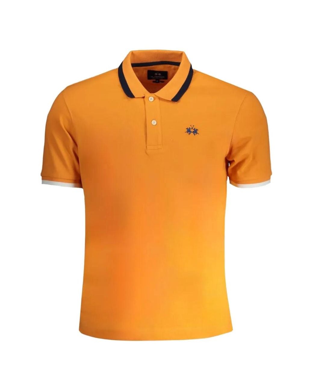 La Martina Orange Logo-Embroidered Polo Shirt for men