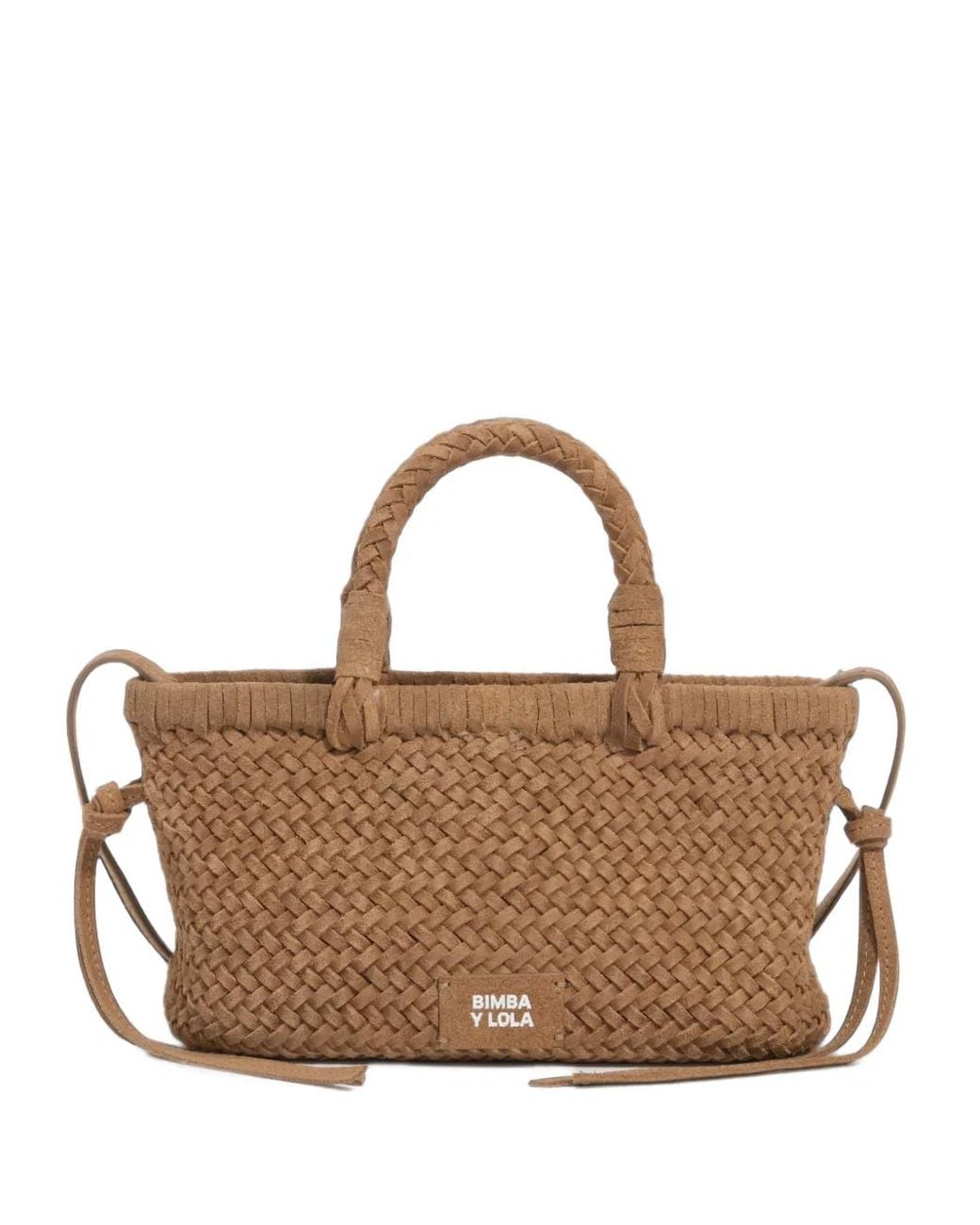 Bimba Y Lola Brown Small Camel Plaited Suede Crossbody Bag