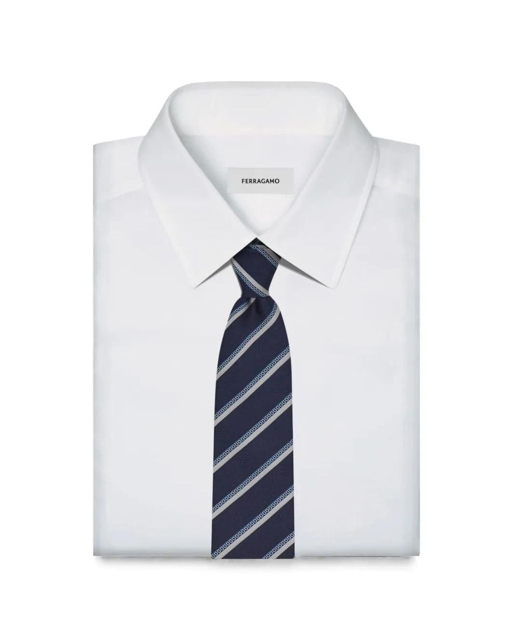 Ferragamo Blue Regimental-Jacquard Silk Tie for men
