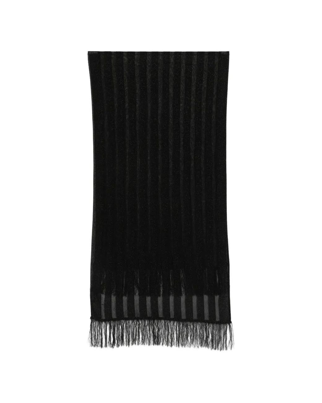 Neera Black Striped Fringed Scarf
