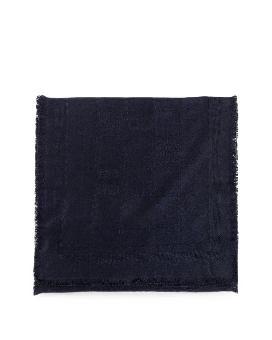 Ferragamo Blue Gancini Jacquard Fringed Scarf