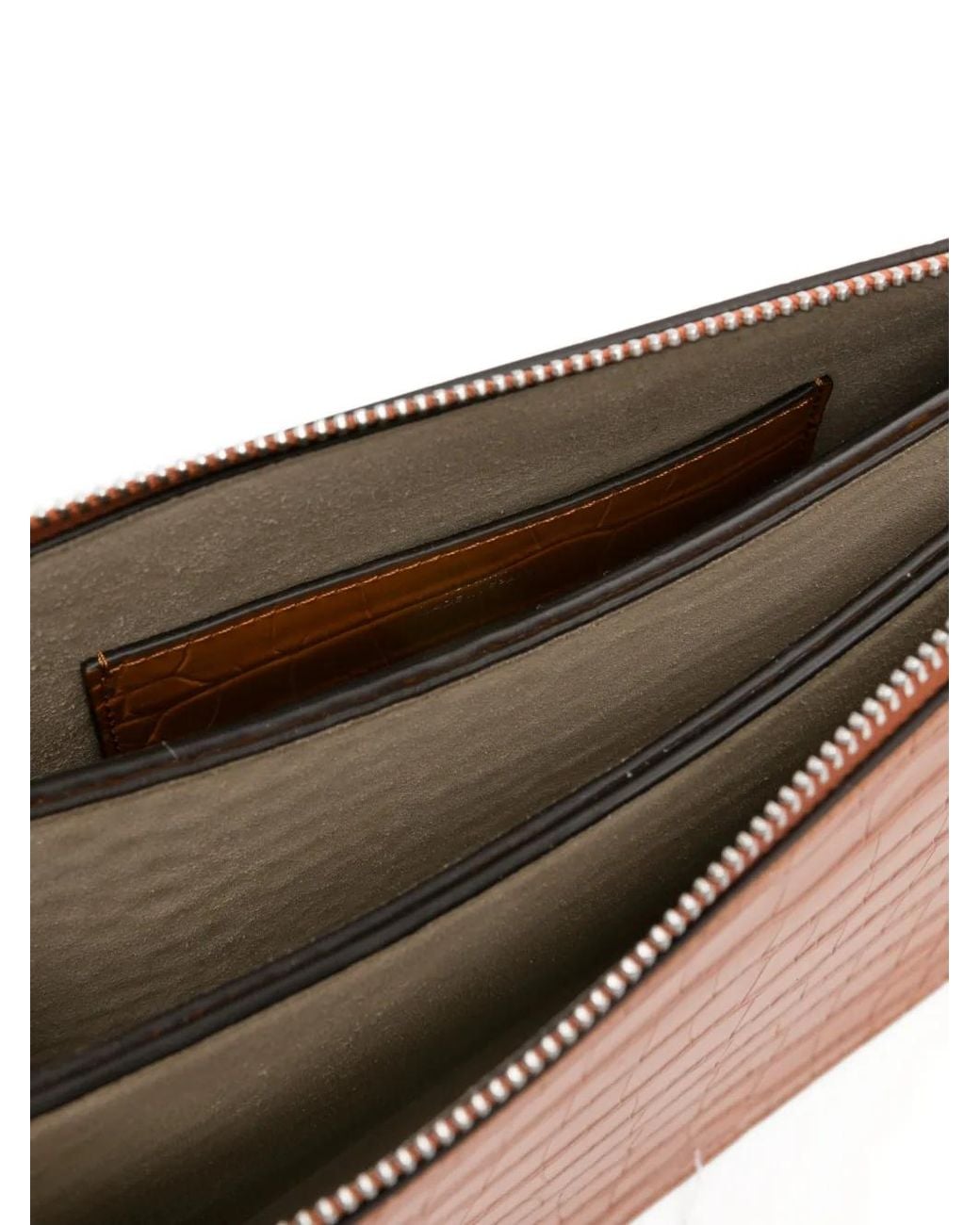 Totême Orange Croco-Embossed Threefold Clutch