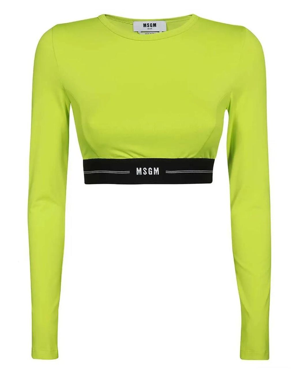 MSGM Green Cropped T-Shirt