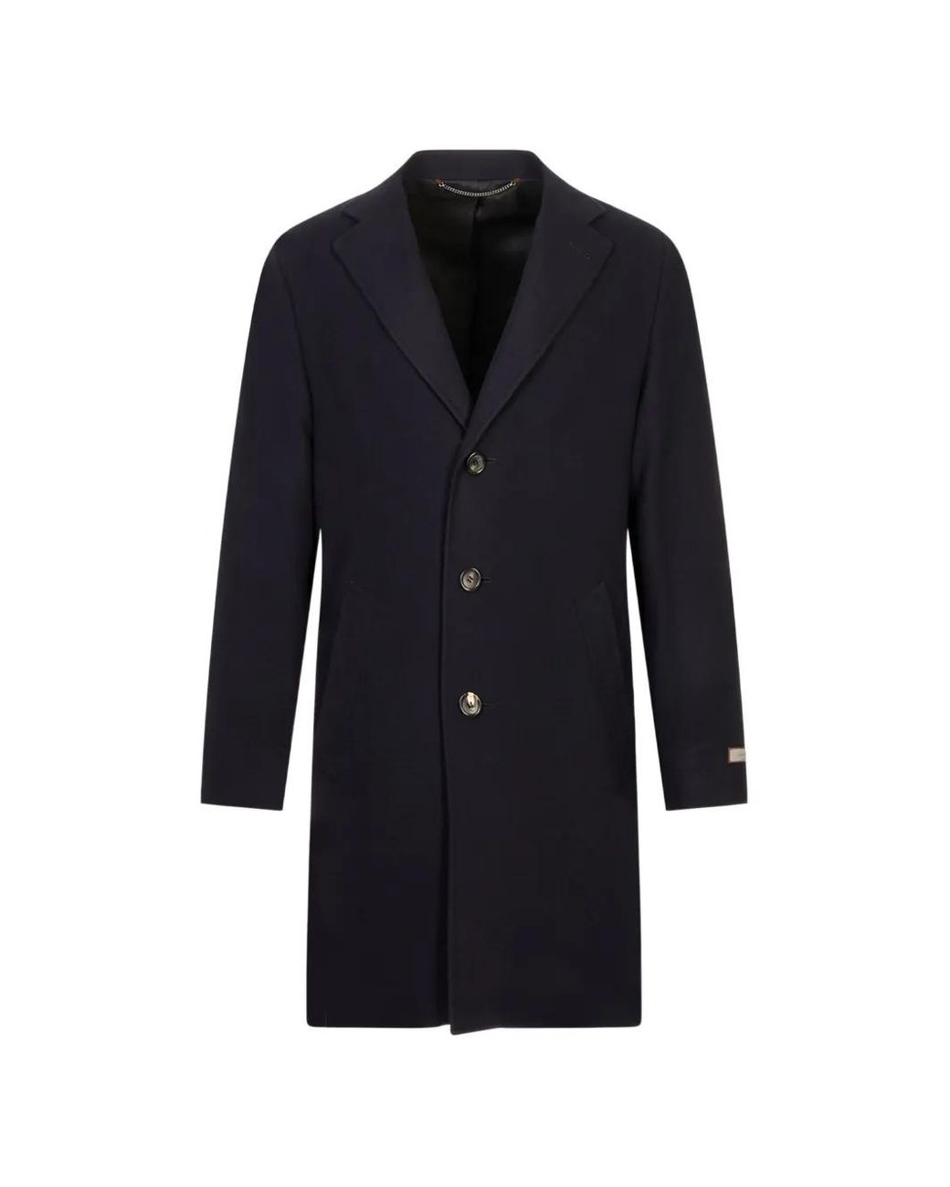 Canali Blue Single-Breasted Notched-Lapels Coat for men