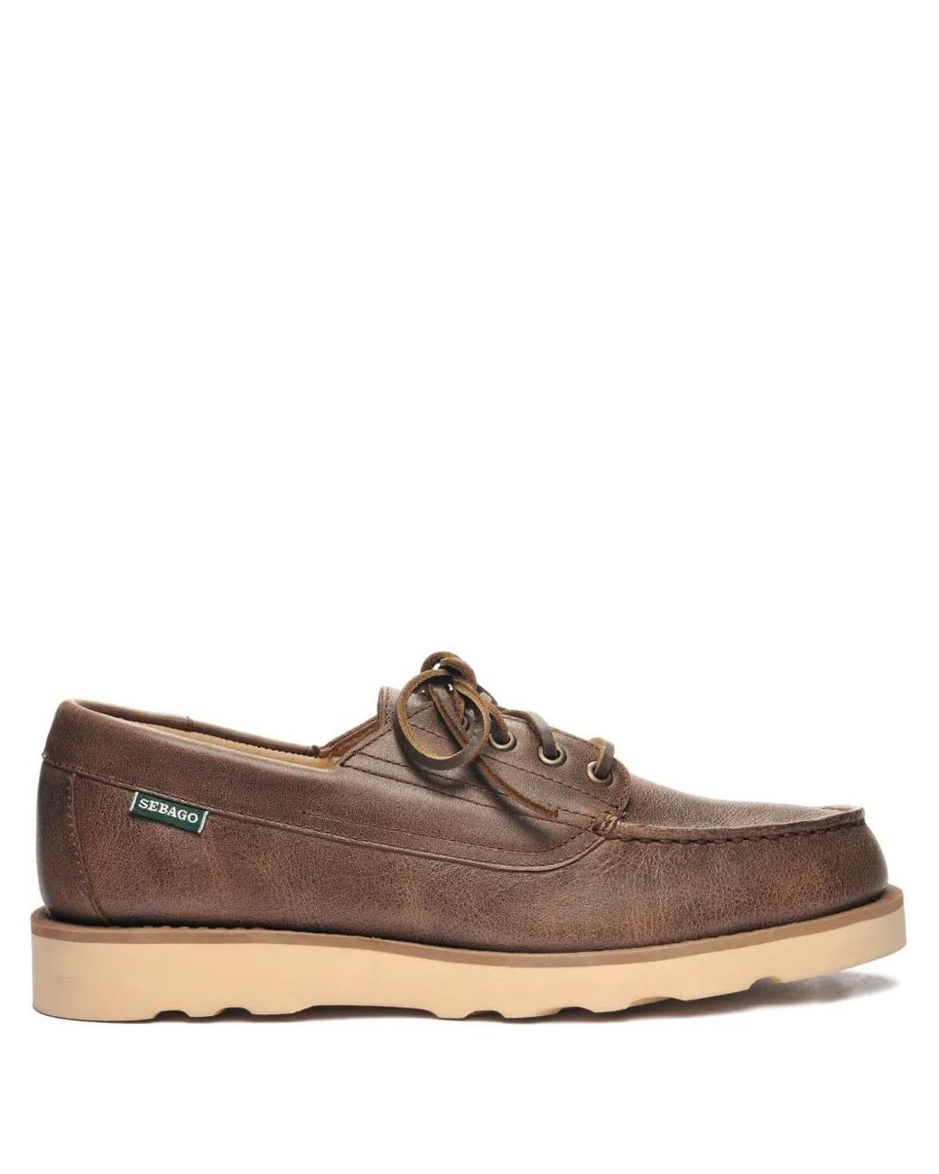 Sebagop Sebago Lace-Up Flat Boat Shoes in Brown for Men | Lyst