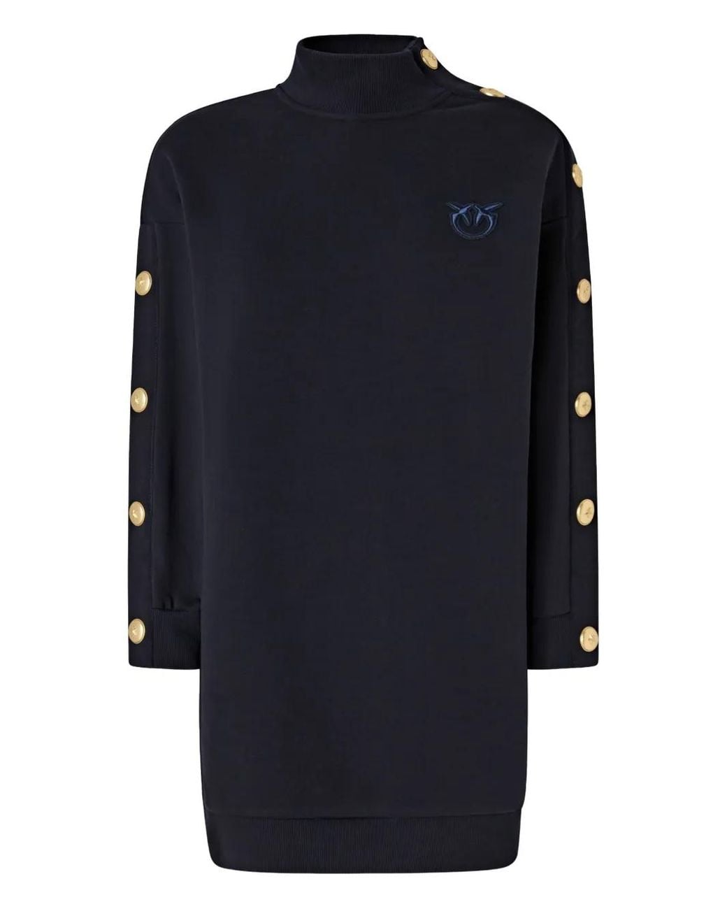 Pinko Blue Button-Detailed High-Neck Mini Dress