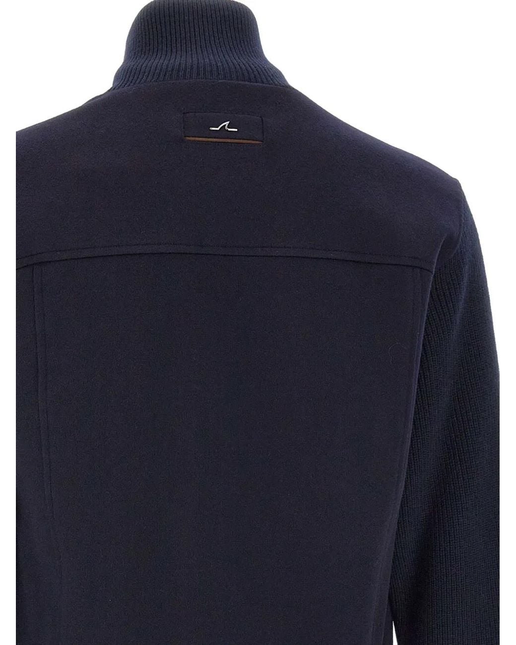 Paul & Shark Blue Knit-Sleeves Jacket for men