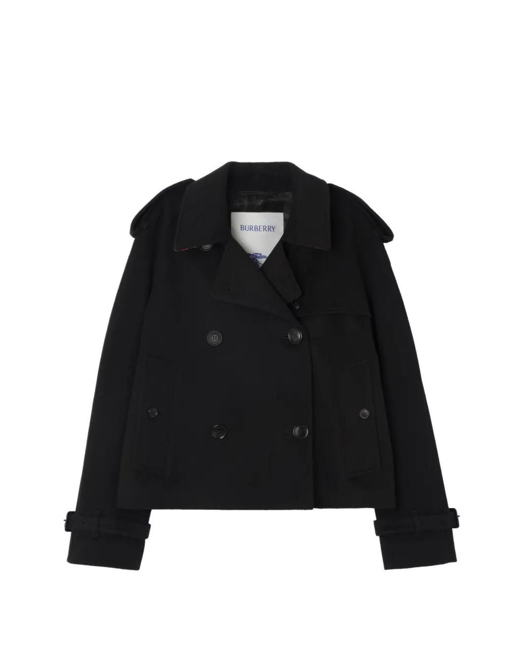 Burberry Black Cropped Cashmere Mayfair Trench Jacket
