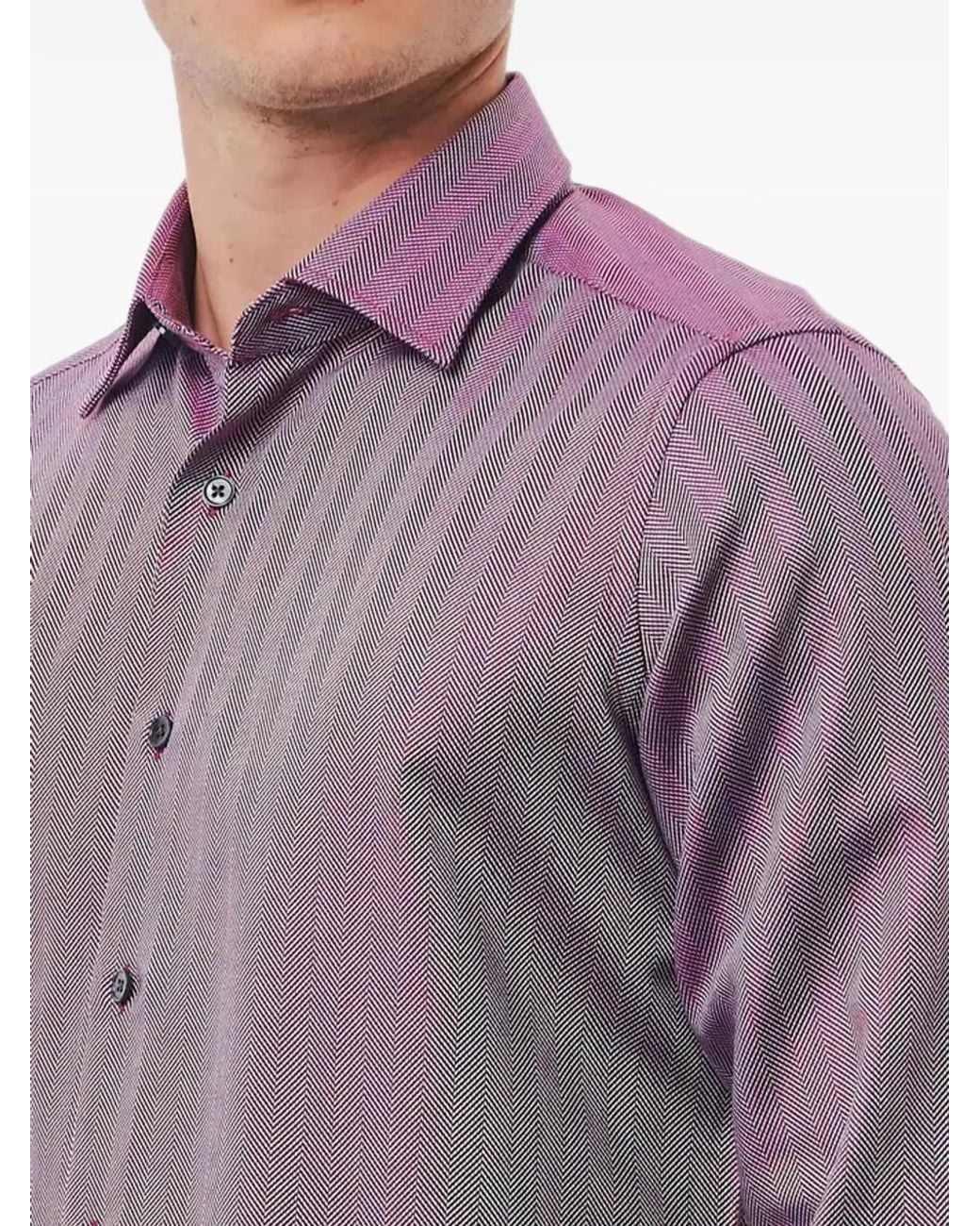 Bagutta Purple Herringbone Shirt for men