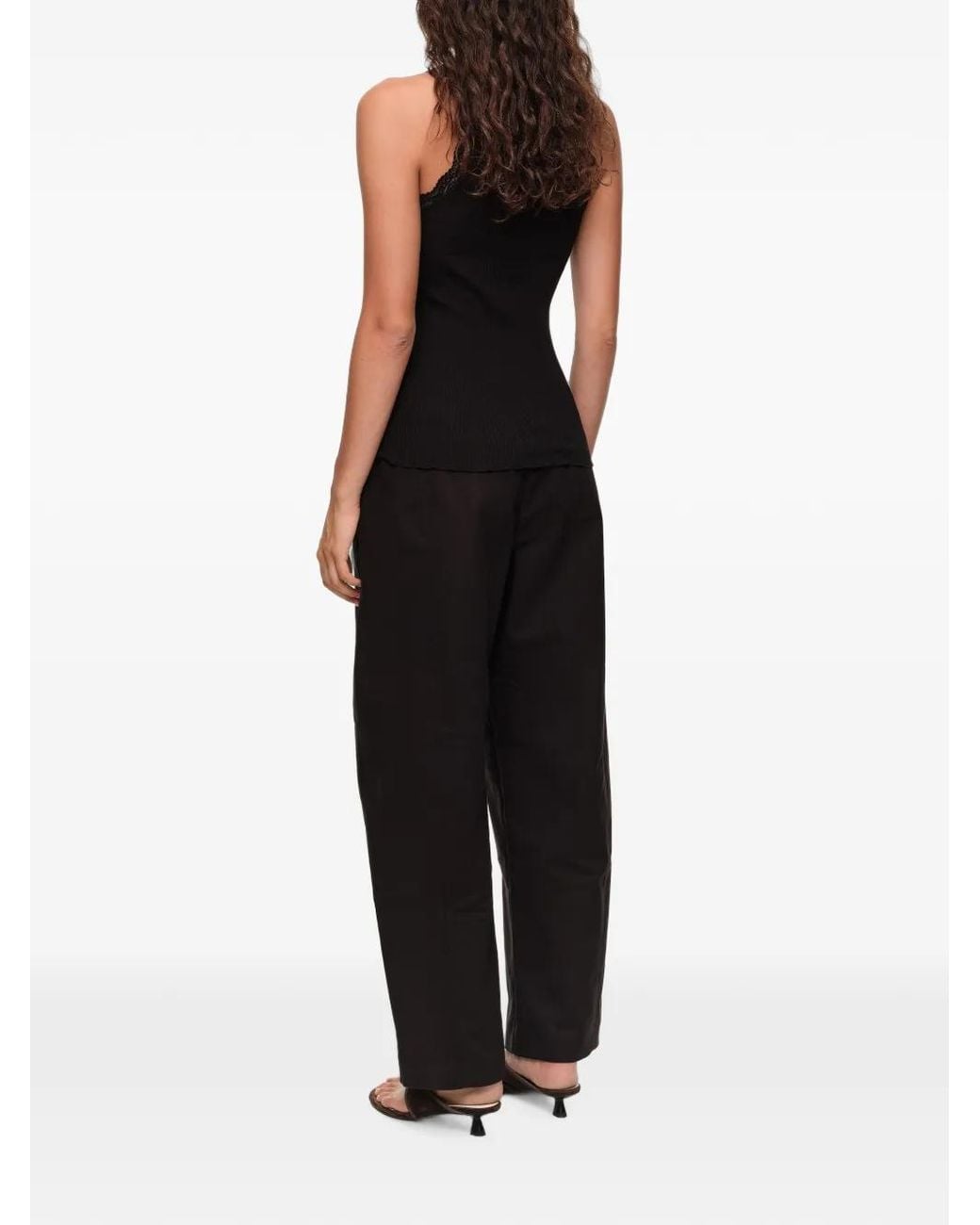 Bimba Y Lola Black Barrel-Pants With Decorative Stitching