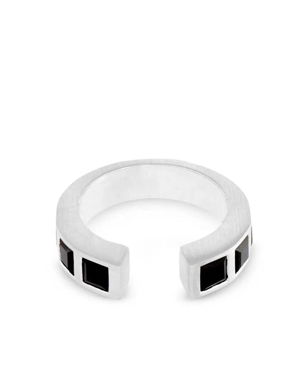 Tom Wood White Sterling Gate Square Onyx Ring