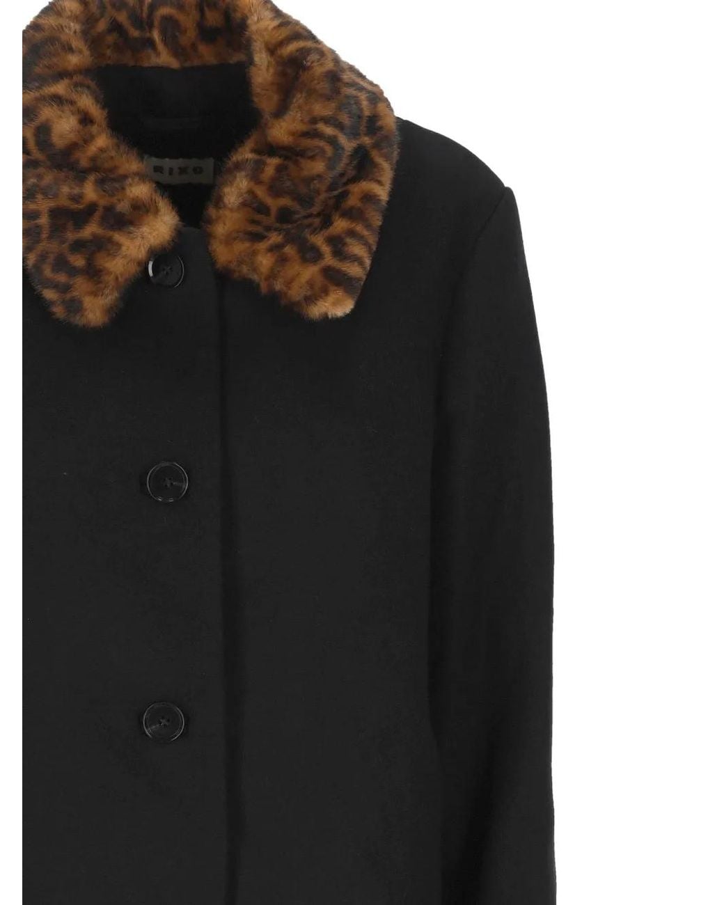 Rixo Black Aldith Leopard-Trim Jacket