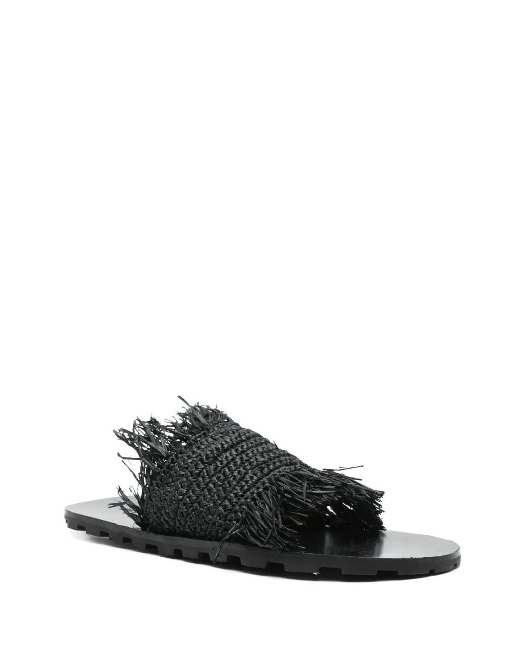 Jil Sander Black Raffia Sandals