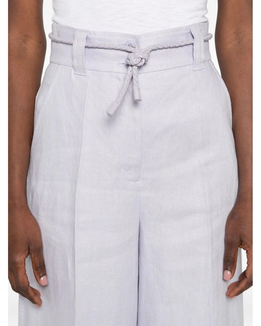 Zimmermann White Belted Cropped Trousers