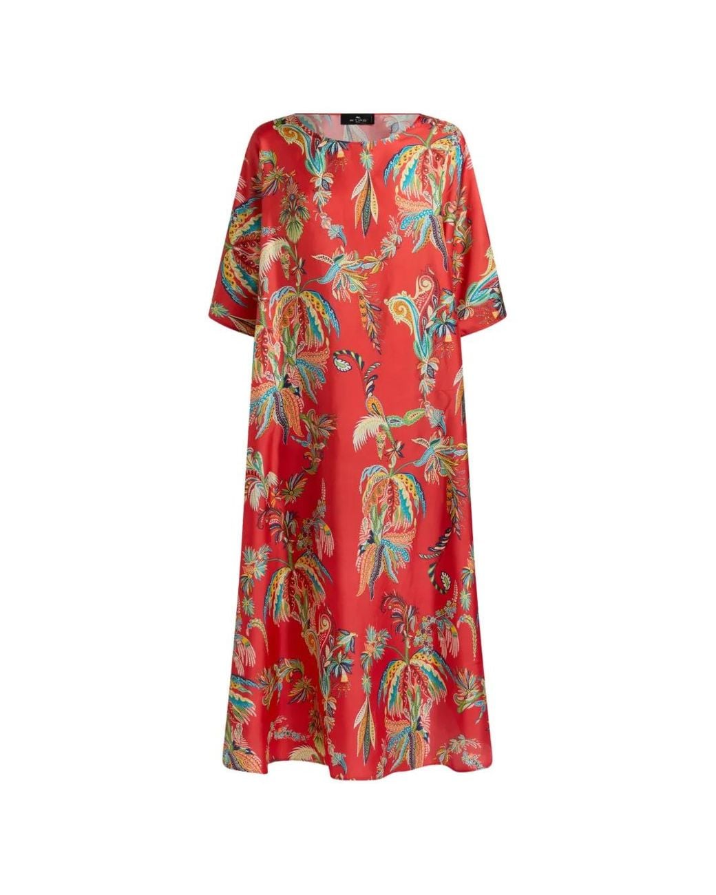 Etro Red Long Tunic Dress