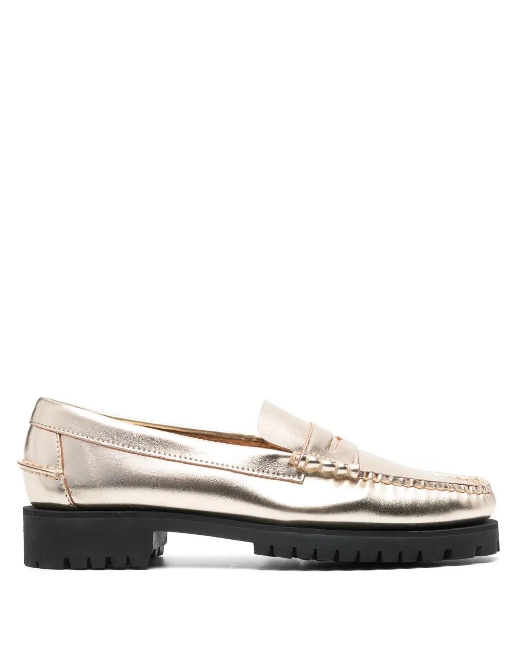 Sebago White Dan 20Mm Metallic Leather Loafers
