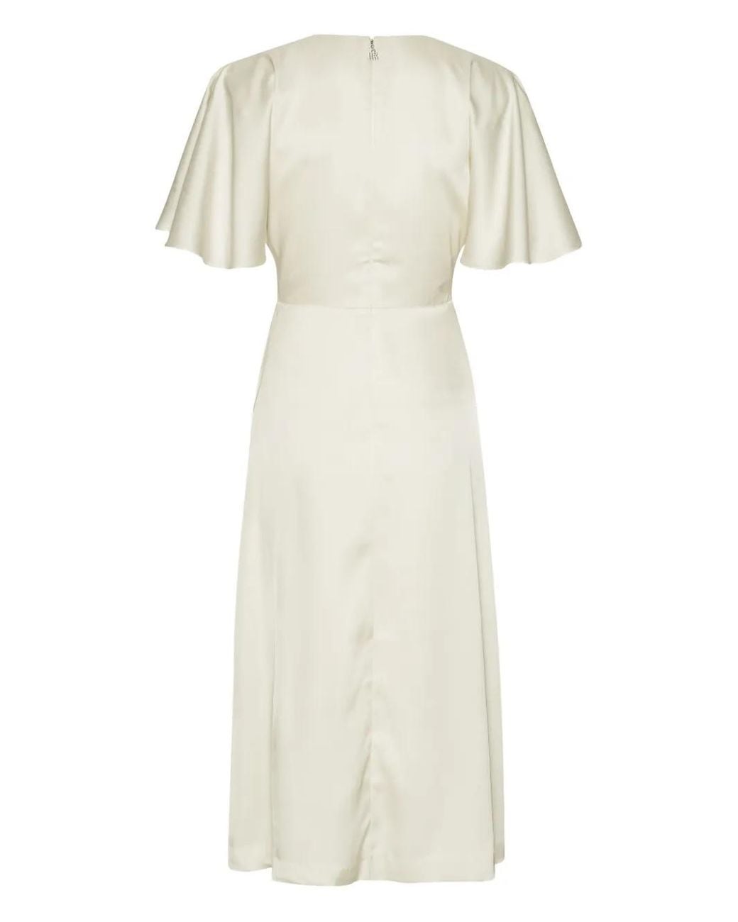 ROTATE BIRGER CHRISTENSEN White Satin Slit Midi Dress