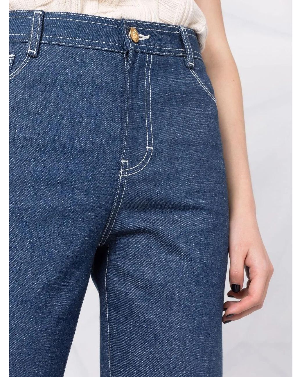 Tory Burch Blue Straight-Leg Denim Jeans