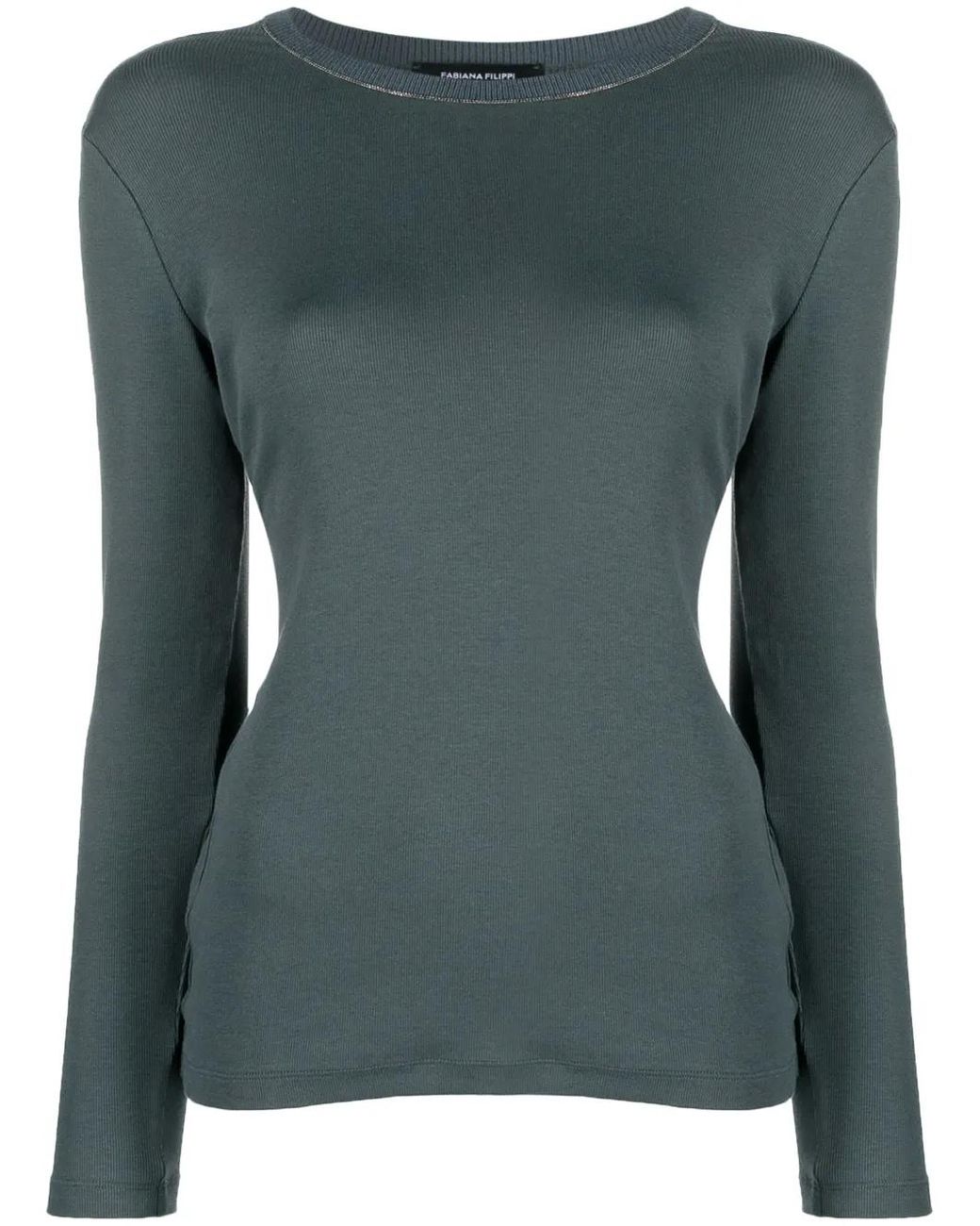 Fabiana Filippi Green Bead-Detailing Fine-Knit Jumper