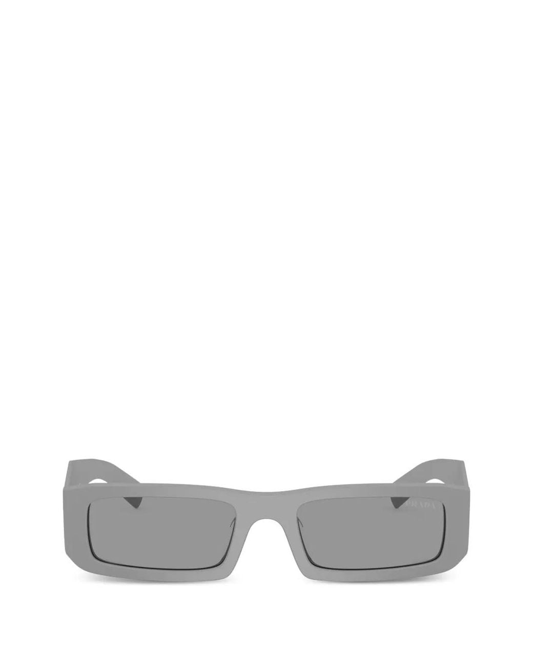 Prada Gray Triangle-Logo Rectangle Sunglasses