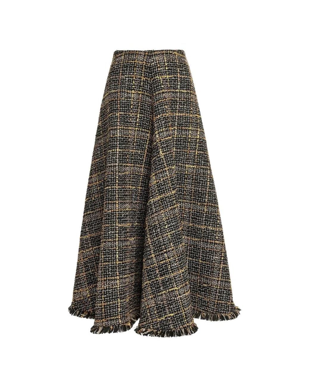 Altuzarra White Varda Plaid-Fringe Maxi Skirt