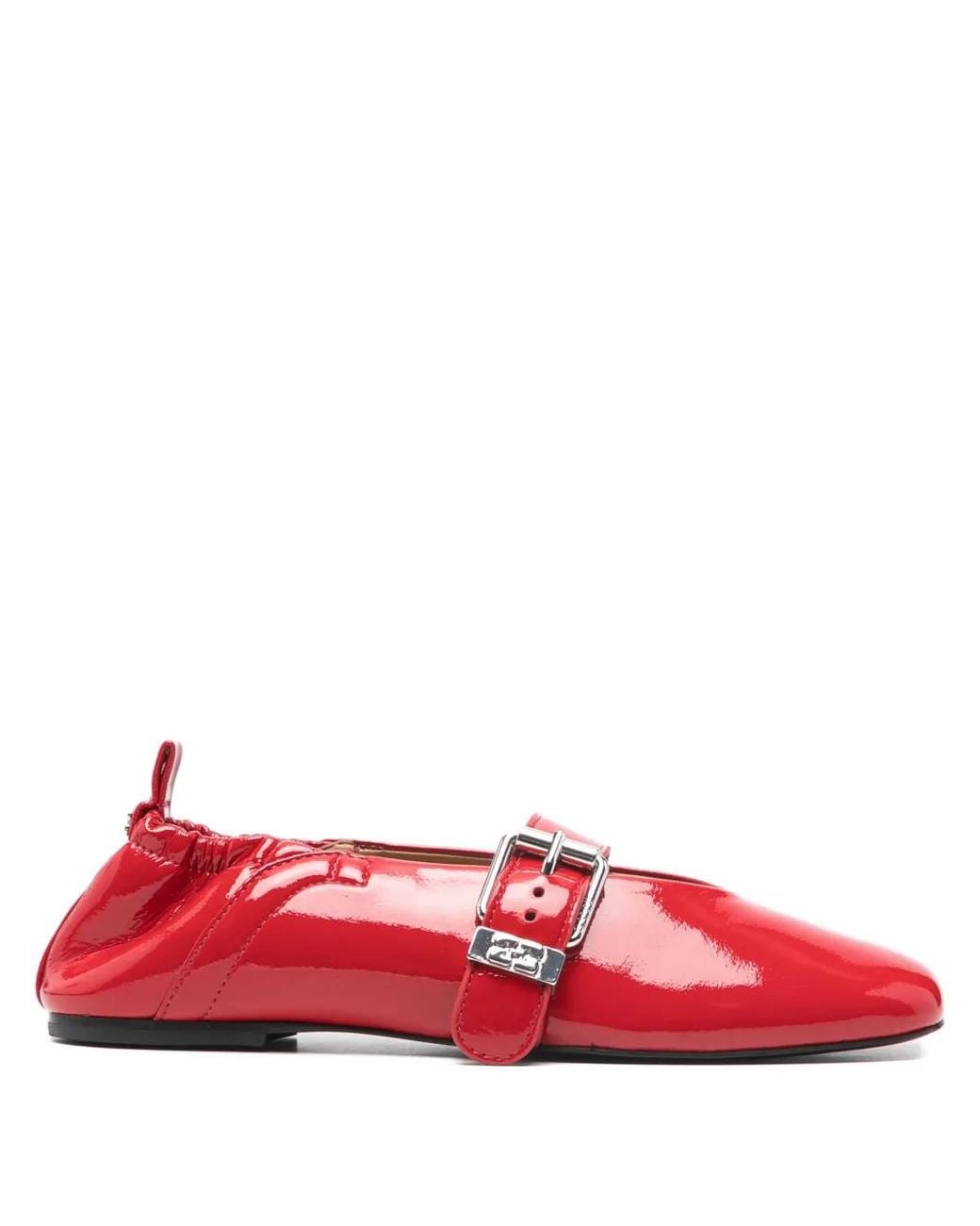 Ganni Red Ballerines À Boucle