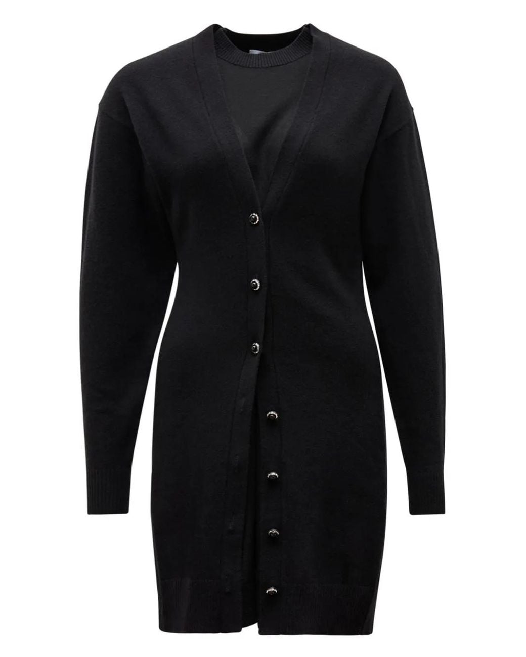 Rabanne Black Button-Embellished Chain-Detail Mini Dress