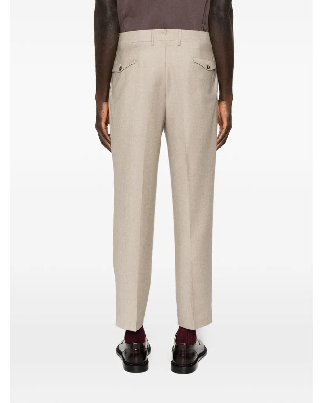 Dell'Oglio Natural Pleated Tailored Trousers for men