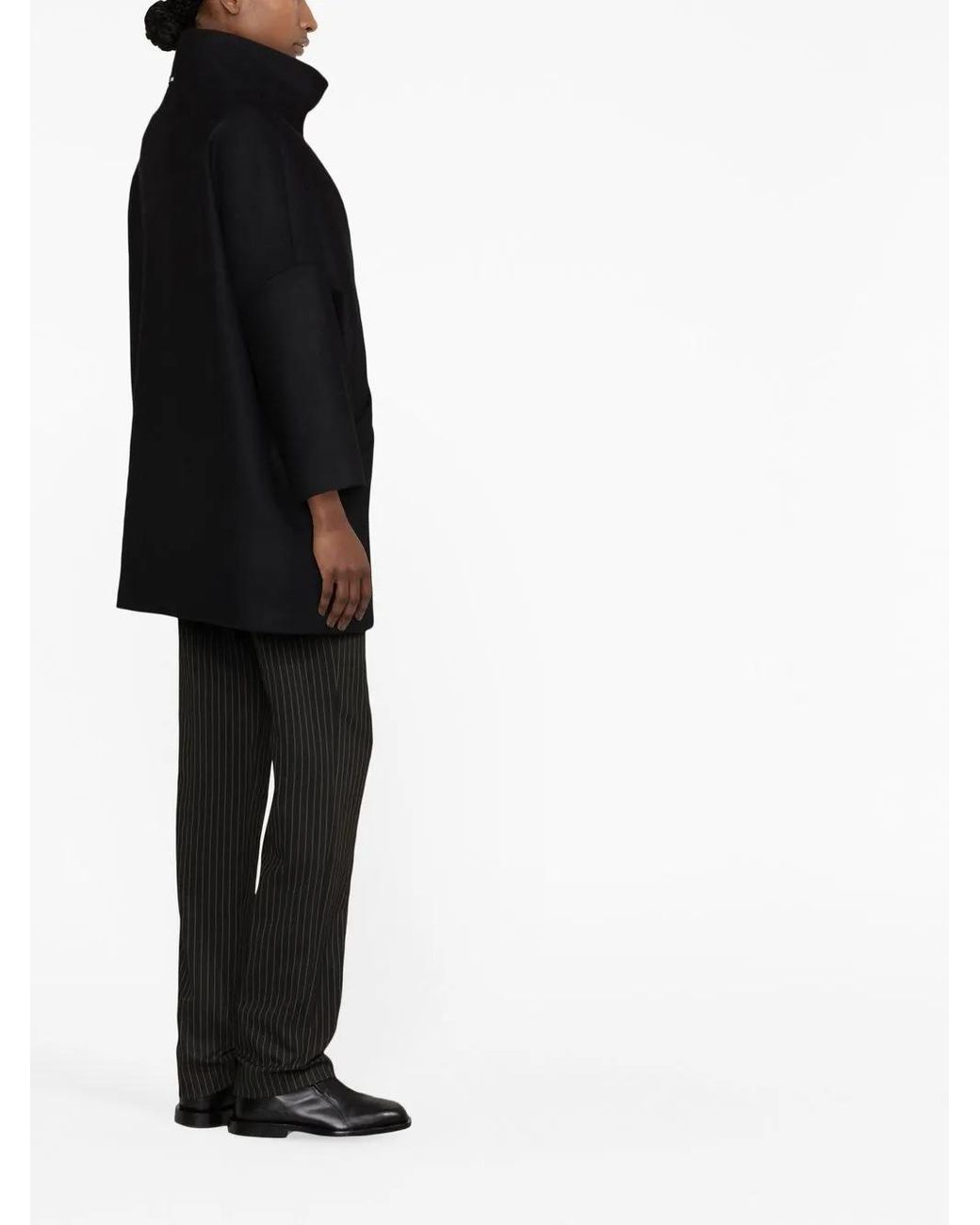 Herno Black High-Neck Single-Breasted Coat