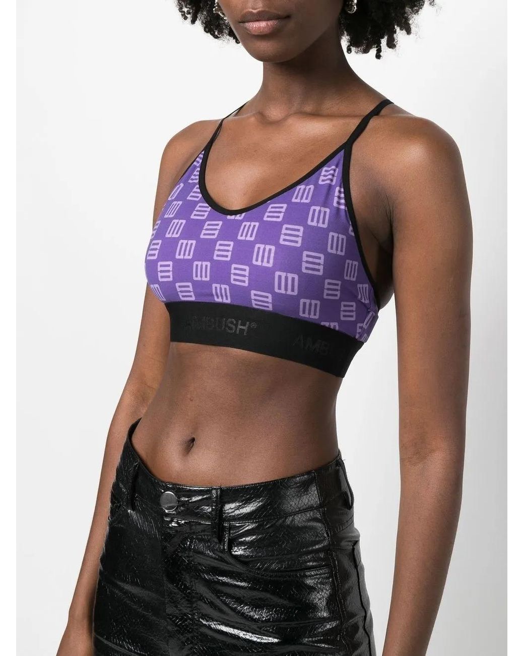 Ambush Purple Monogram-Print Bra Top