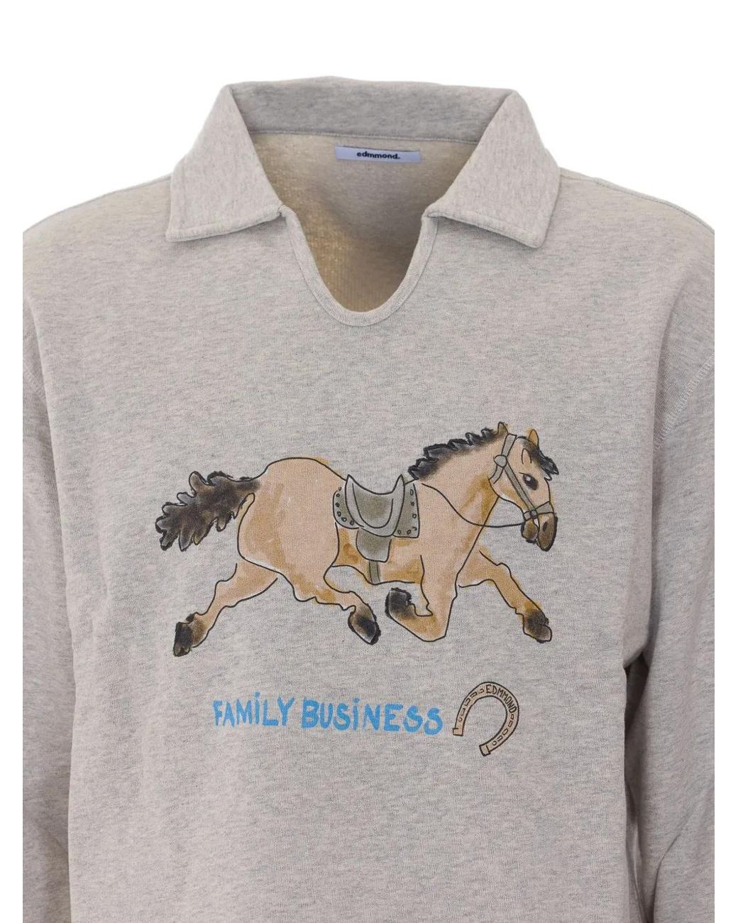 Edmmond Studios Gray Family Business Graphic-Print Organic Cotton Polo Shirt for men