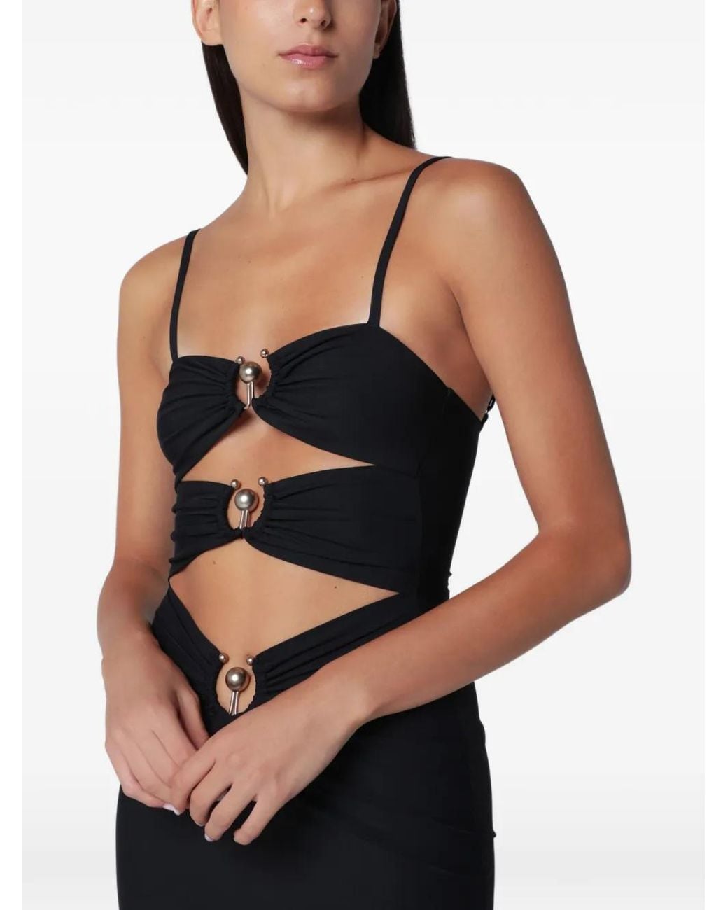 Christopher Esber Black Pierced Orbit Mini Dress